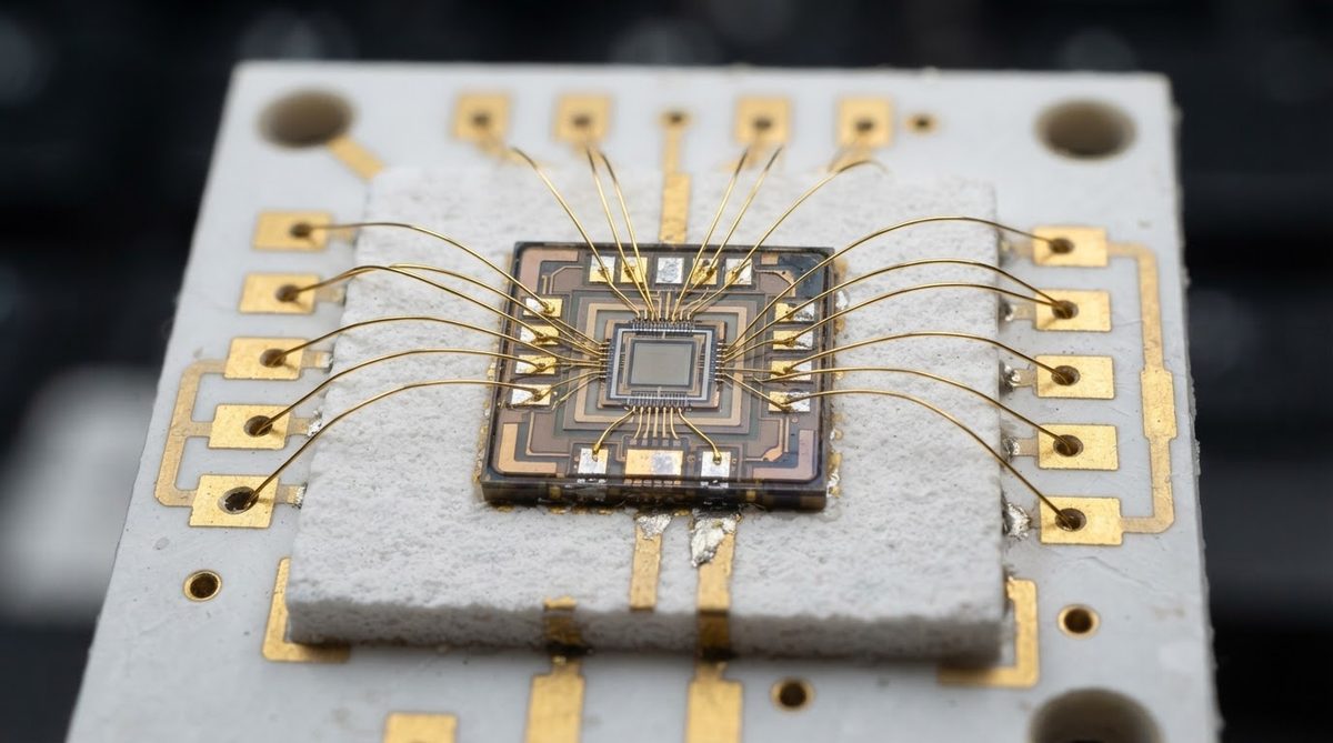 MEMS pressure sensor die wire-bonded to a ceramic AlN substrate