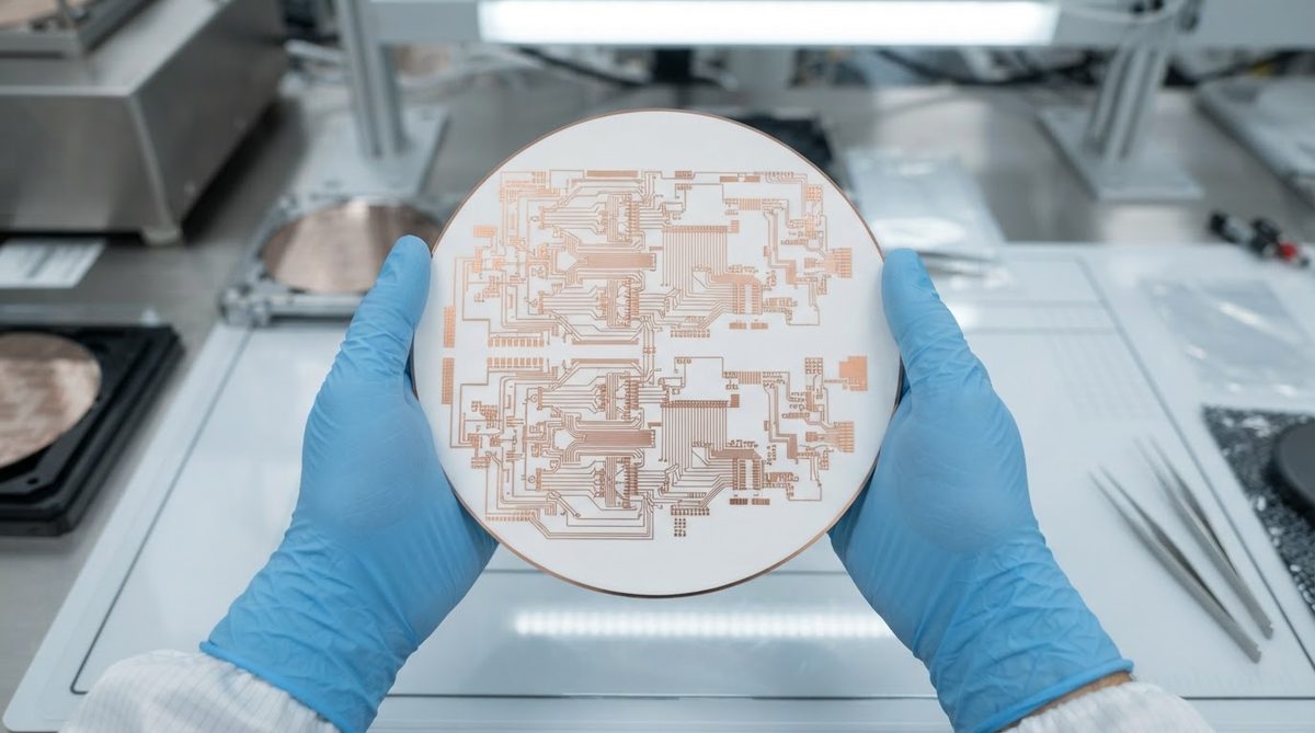 DPC-metallized AlN ceramic wafer with copper trace pattern for TEC assembly