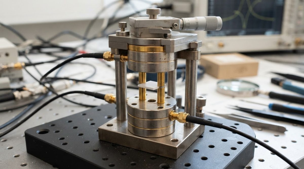 Split-post dielectric resonator setup for measuring alumina permittivity