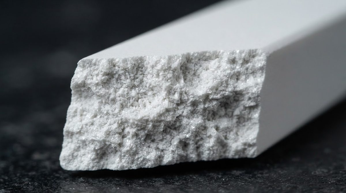 Fractured cross-section of a 96% alumina ceramic test specimen