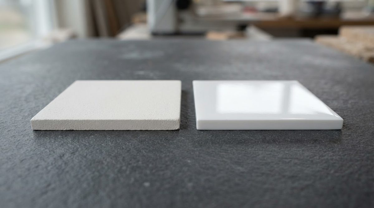 As-fired versus polished alumina substrates showing surface finish difference