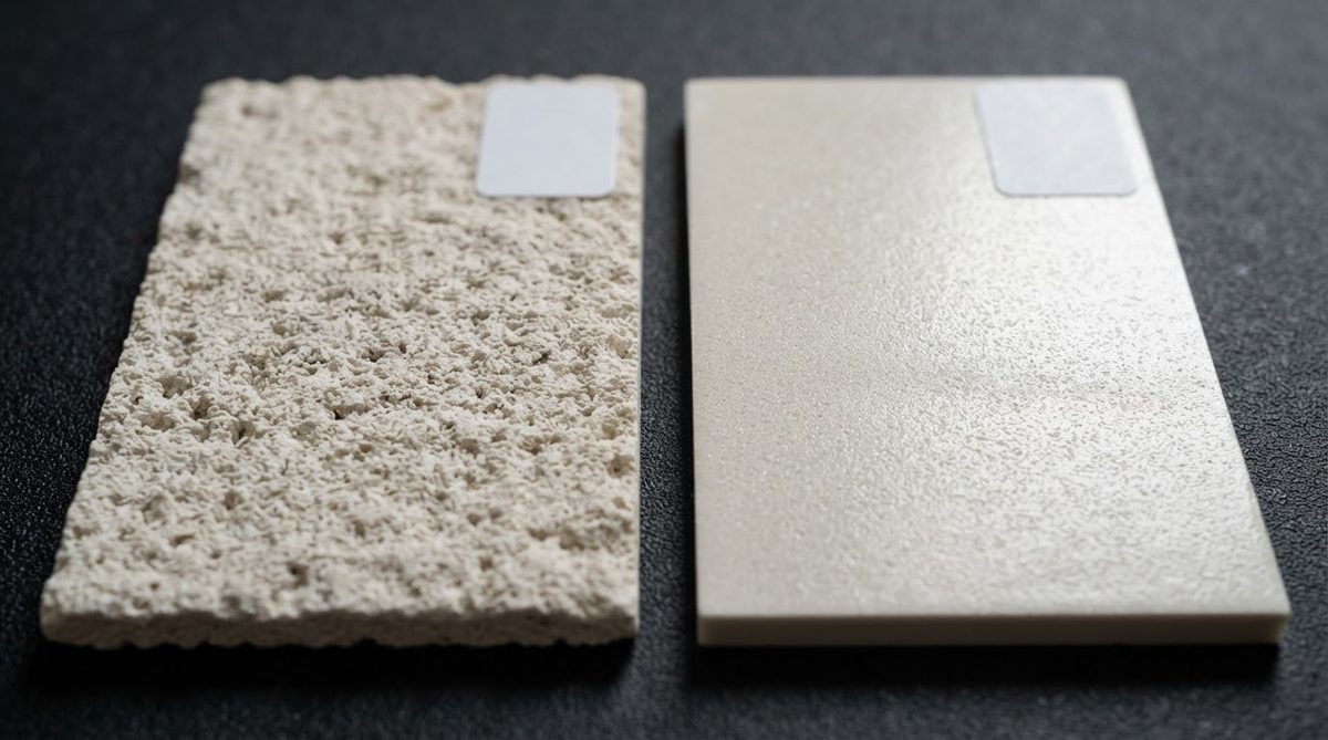 Grain structure comparison of 96% and 99.6% alumina ceramic surfaces