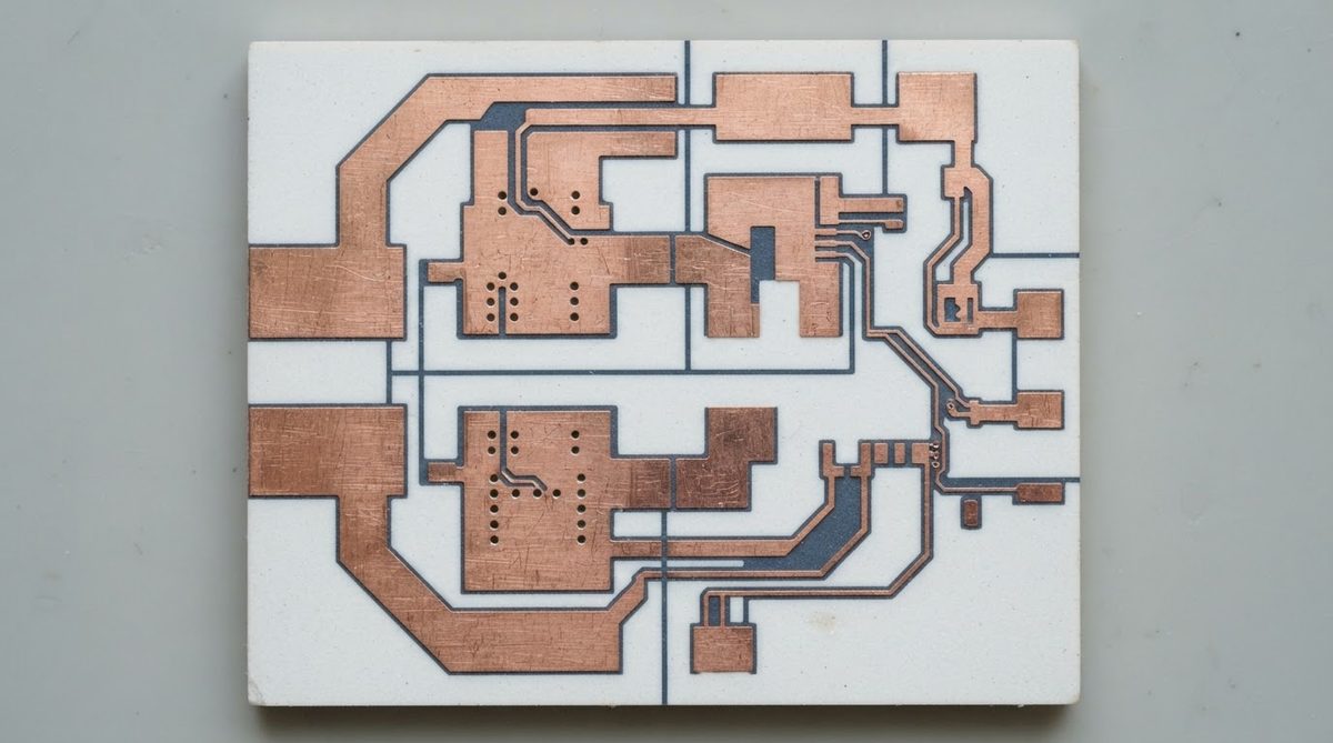 DBC-metallized AlN power module substrate with copper pads and scribe lines