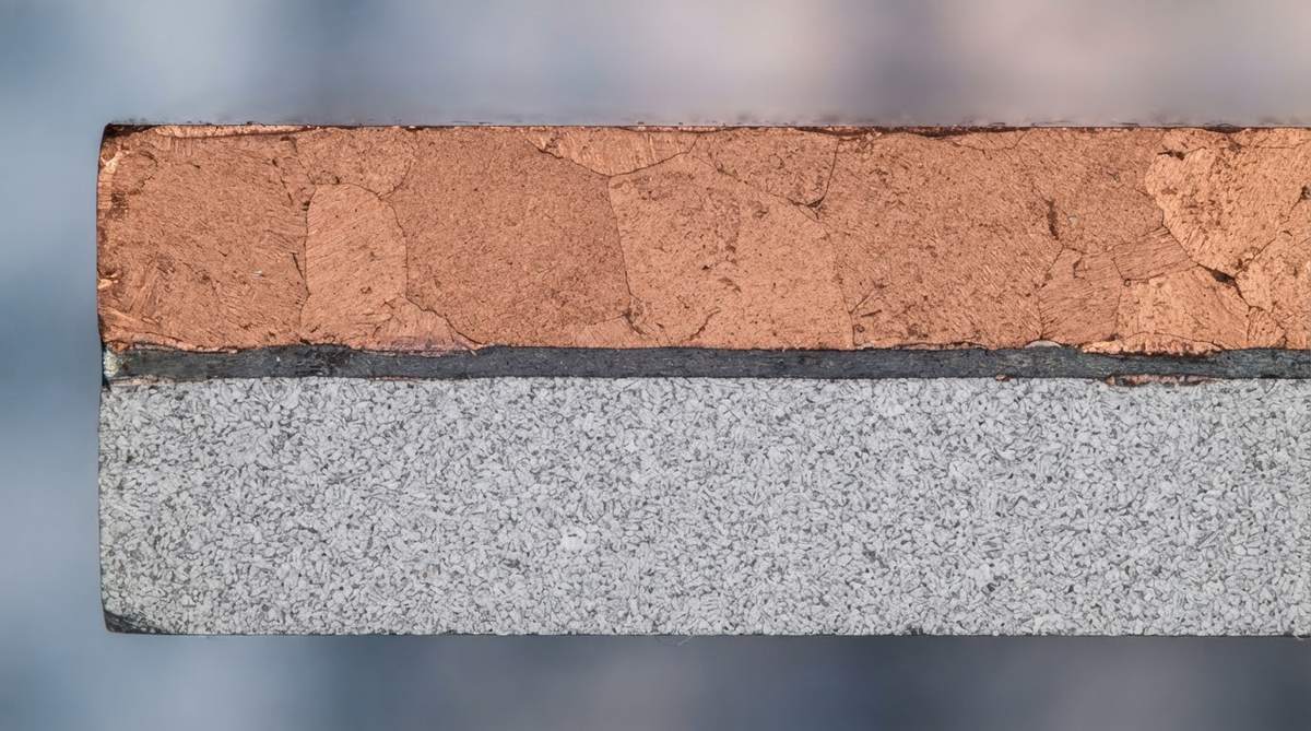 Cross-section of copper-to-AlN bond interface showing interlayer detail