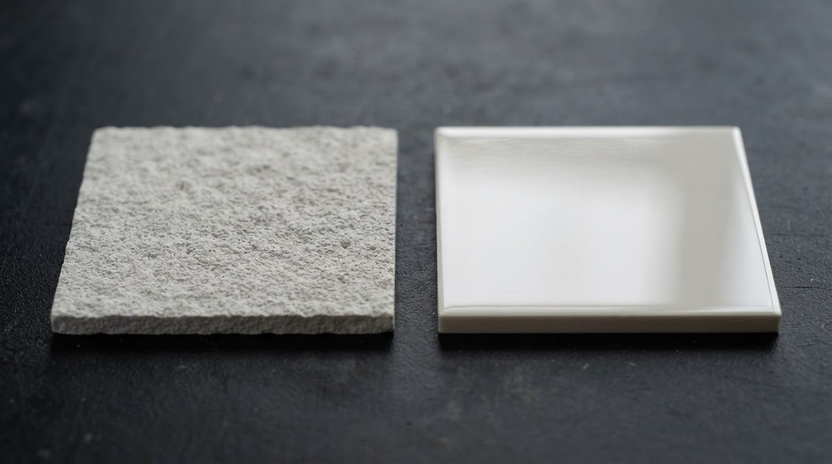 As-fired versus polished AlN substrates showing surface finish contrast