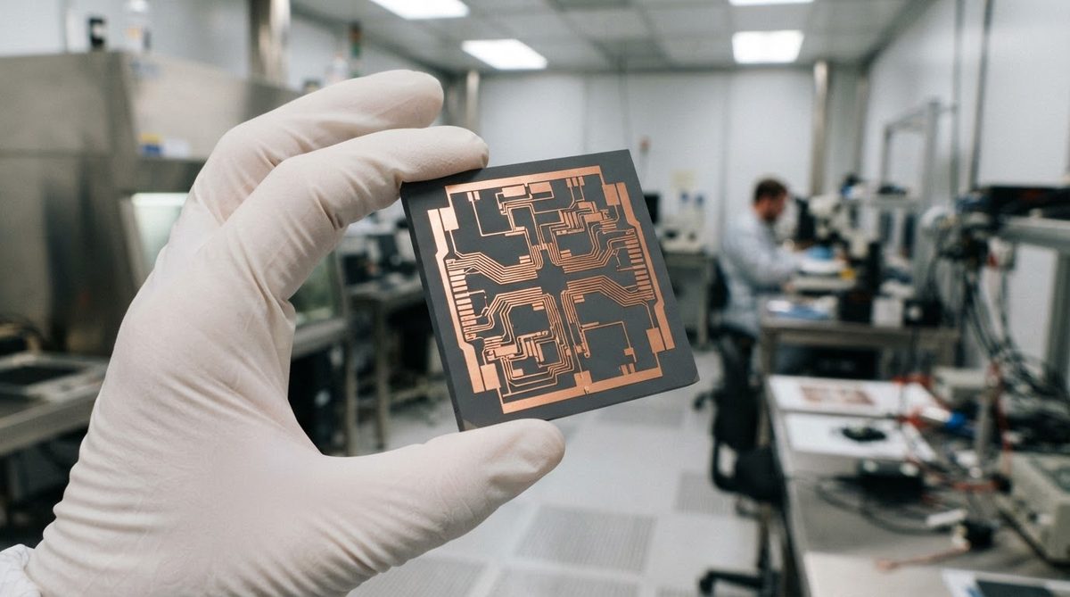 AMB-metallized Si3N4 substrate with copper circuit pattern held in a cleanroom
