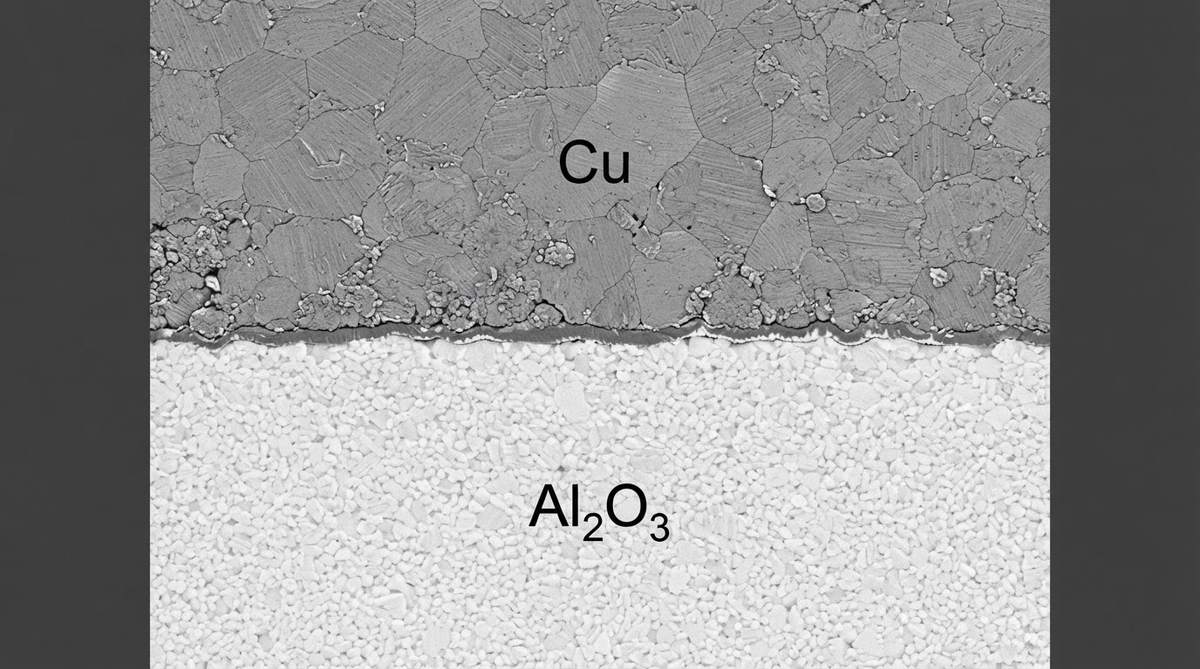 Microscope cross-section of a DBC copper-to-alumina bond interface