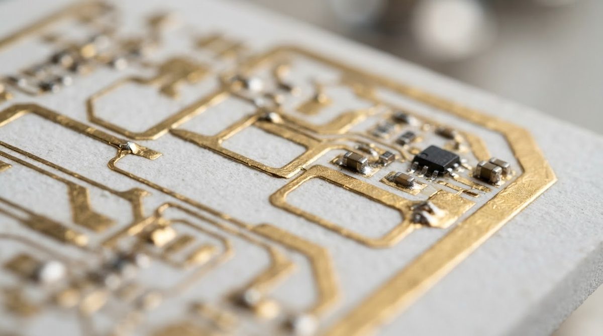 Thick-film gold metallization on an alumina ceramic PCB substrate