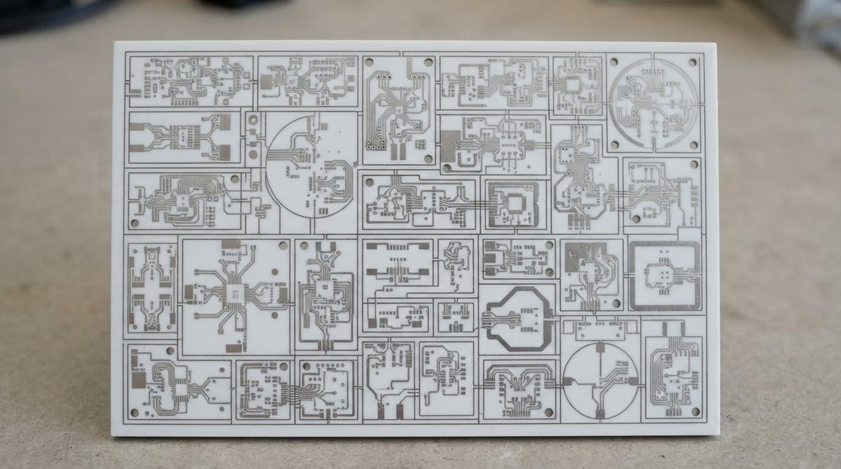 Panelized ceramic substrate with multiple prototype layouts and scribe lines