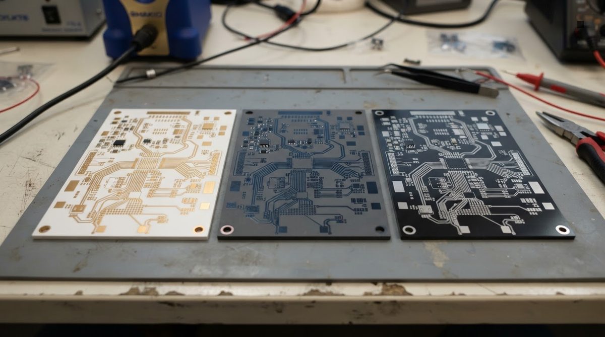 Three ceramic substrate types compared: alumina, aluminum nitride, and silicon nitride