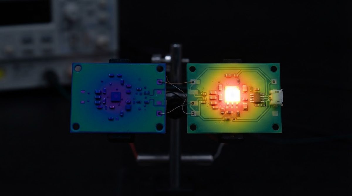 Thermal image comparing heat spread on ceramic versus glass substrates