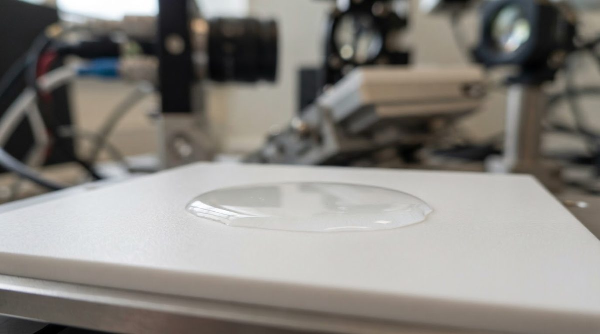 Water contact angle test on a cleaned alumina substrate surface