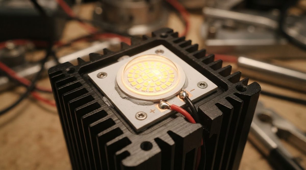 30 W COB LED module on a ceramic substrate inside an aluminum heatsink enclosure