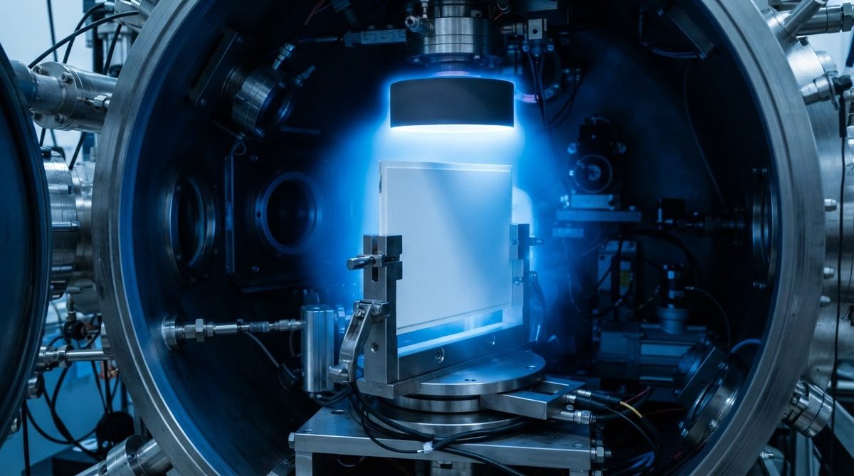 Sputtering chamber depositing a seed layer onto a ceramic substrate panel