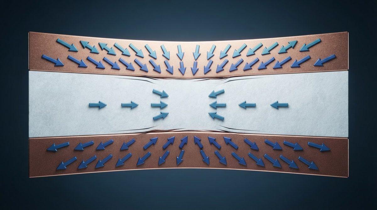 Cross-section of a DBC substrate showing CTE mismatch between copper and alumina layers