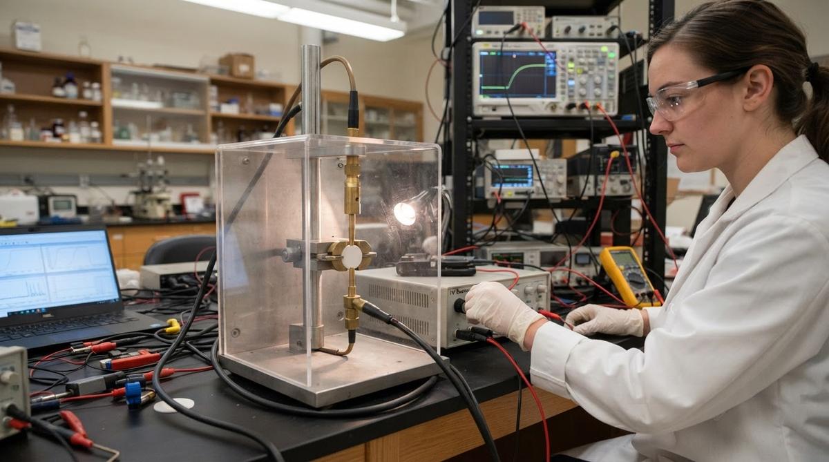 Dielectric breakdown voltage testing of a ceramic substrate in a lab