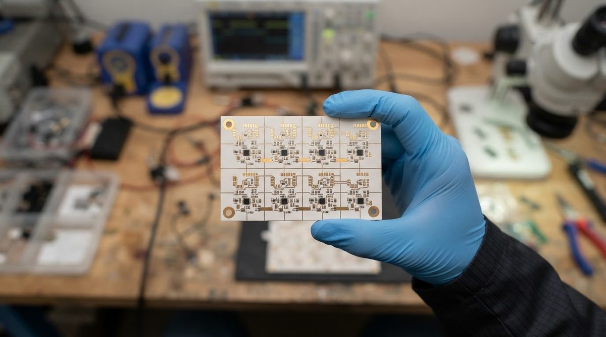 Panelised ceramic DPC board with fiducial marks and laser scribe lines