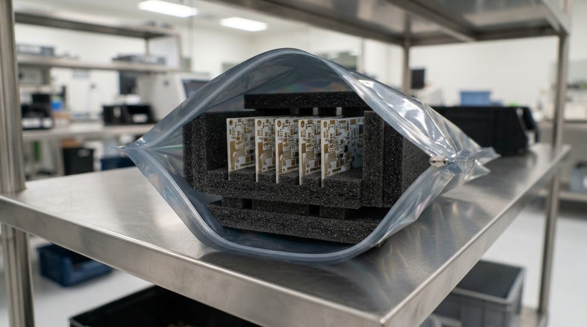 Ceramic substrates stored in ESD shielding bags with conductive foam