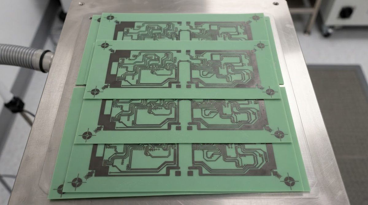 Green ceramic tape with screen-printed tungsten paste patterns before HTCC firing