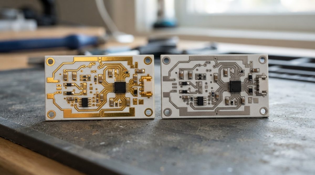 Comparison of ENIG gold finish and immersion tin finish on ceramic PCBs