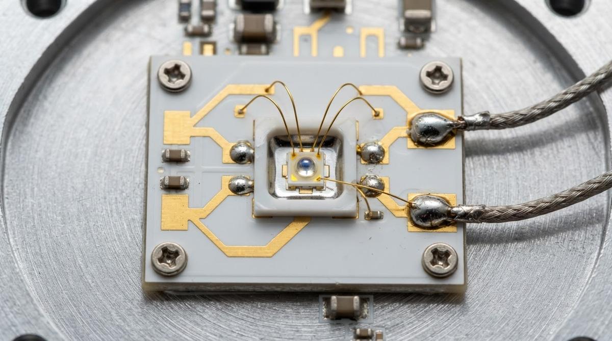 UV-C LED module on a ceramic substrate mounted directly to a metal chassis
