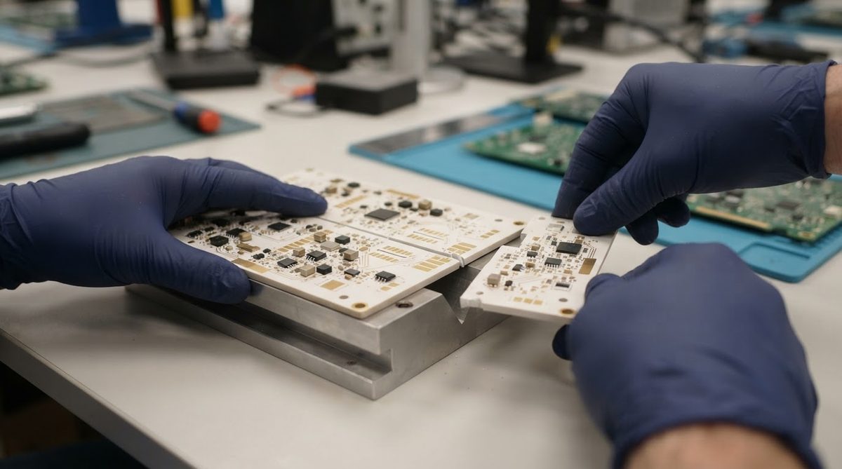 Breaking a laser-scribed ceramic panel into individual substrates