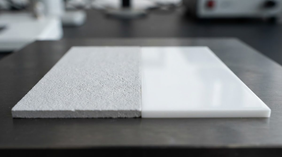 Lapped versus polished alumina ceramic substrates showing surface finish difference