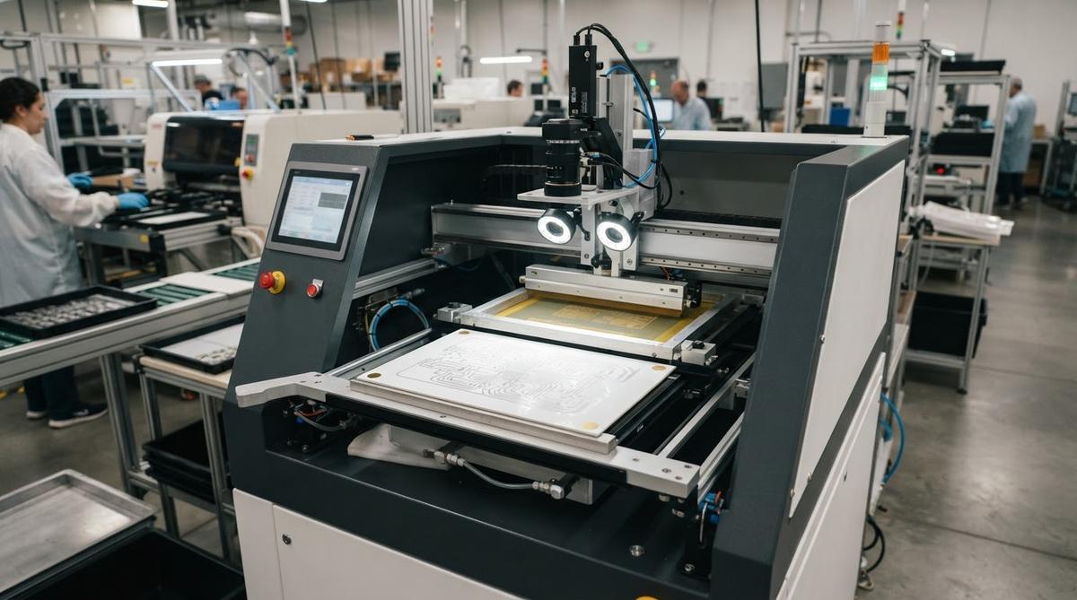 Automatic screen printer with CCD vision alignment and ceramic substrate on stage