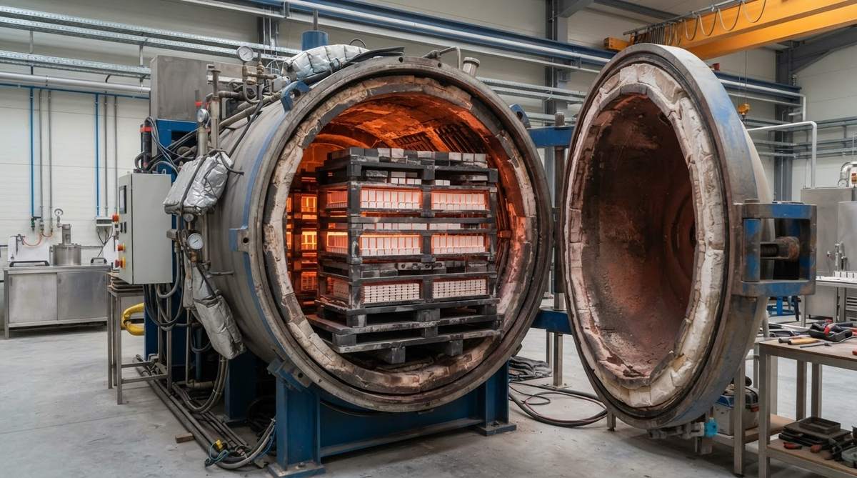 Gas-pressure sintering furnace loaded with ceramic substrates for high-temperature processing