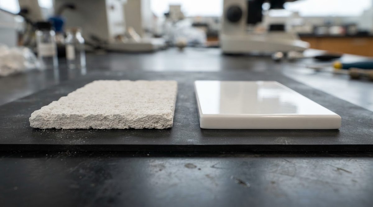 Comparison of under-sintered porous alumina and fully dense sintered alumina substrate