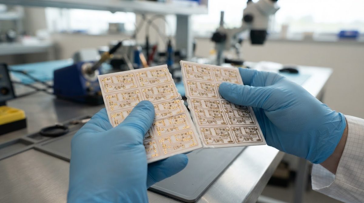 Snapping a laser-scribed ceramic panel into individual thick-film circuits