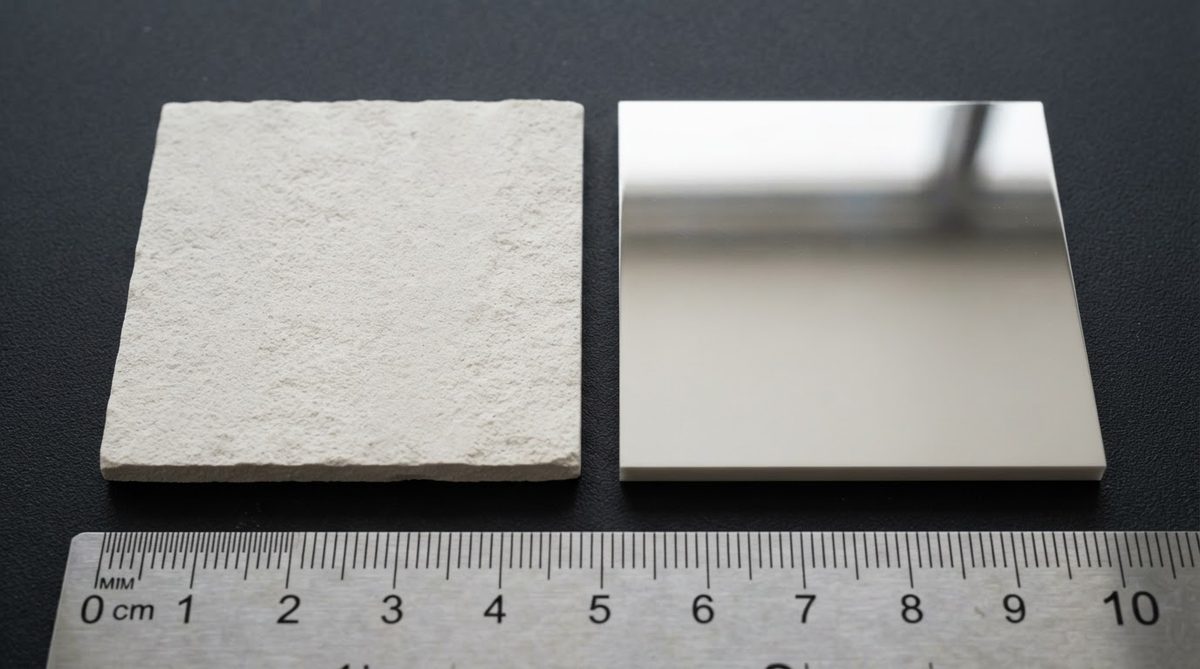 Comparison of as-fired and polished alumina ceramic substrate surfaces