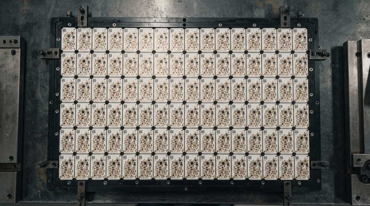 Ceramic PCB panel array with laser-marked serial codes on each unit