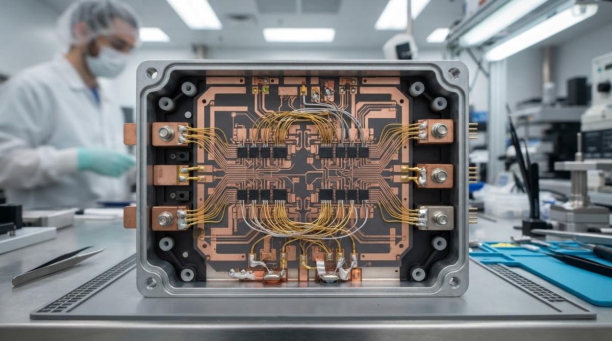 Copper-metallized AlN DBC substrate inside an open power module