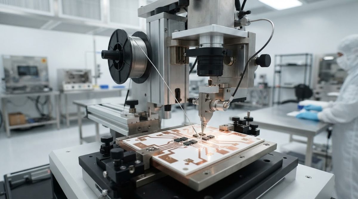 Aluminum wedge bonder processing a ceramic power module substrate