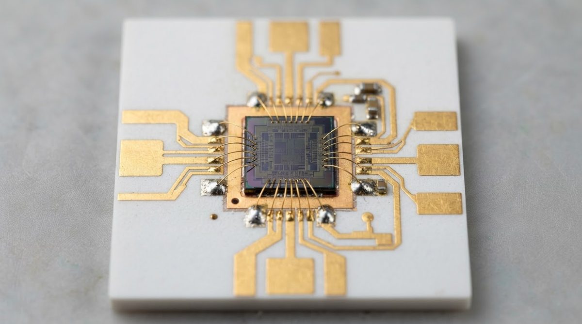 Ceramic power module substrate with die-attach bond area visible